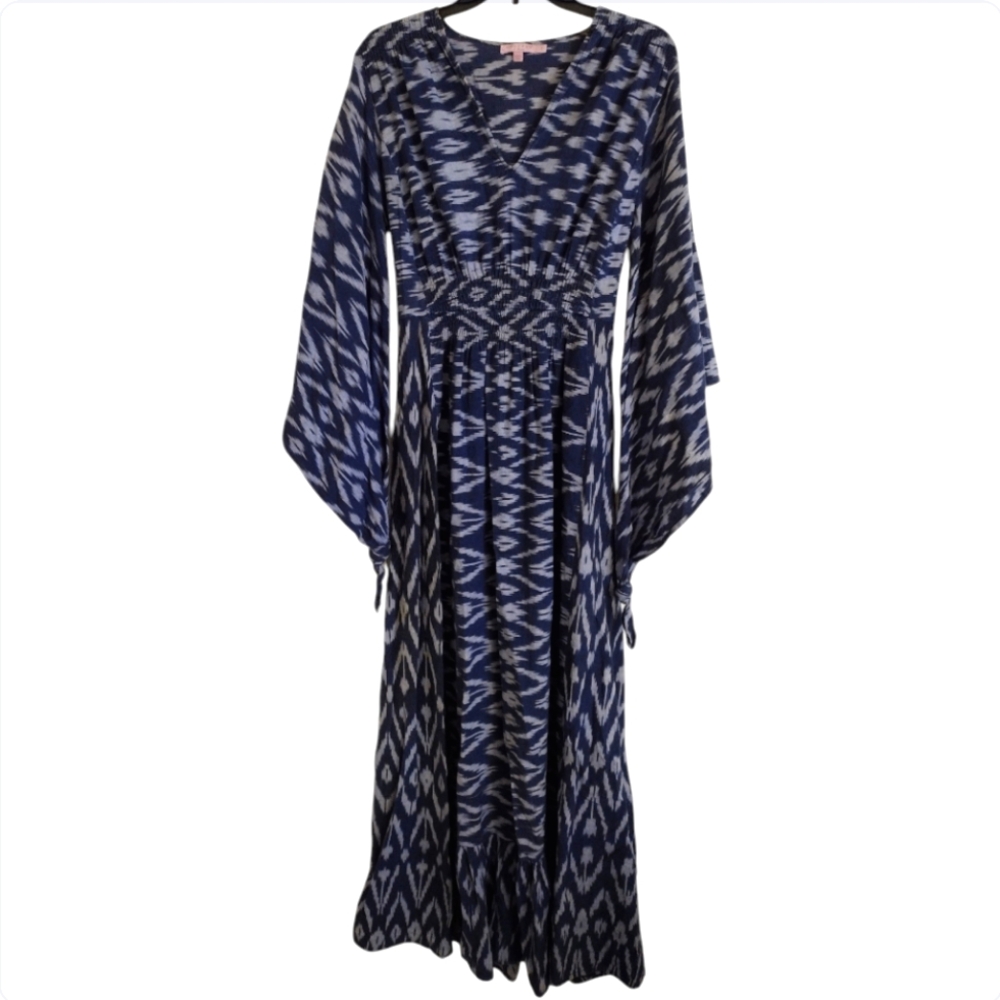 Calypso St. Barth Blue and White Maxi Dress